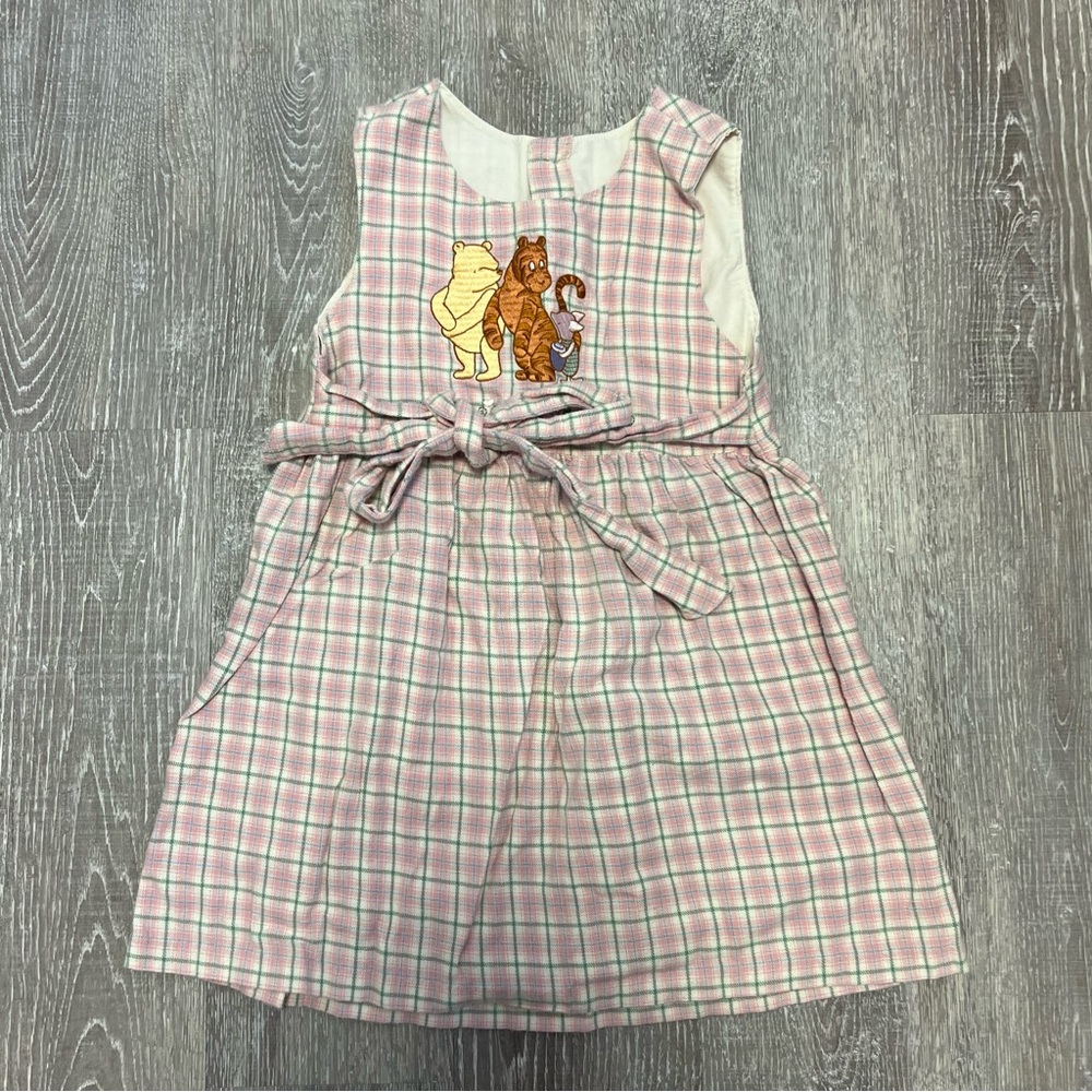 Vintage Winnie the Pooh Girl's Dress The Disney Store 5-6 years pink plaid